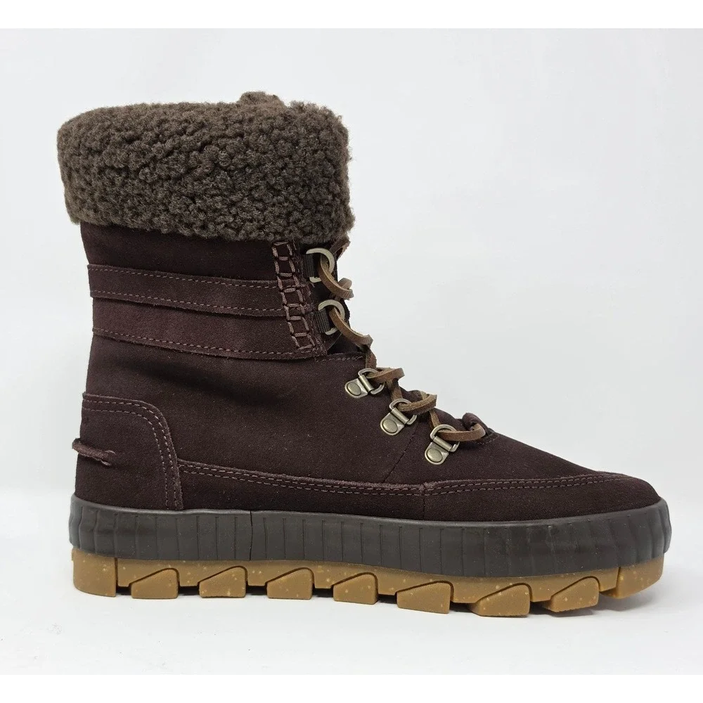 Sperry Torrent Winter Brown Waterproof Boots Faux Fur Memory Foam STS87756 W9